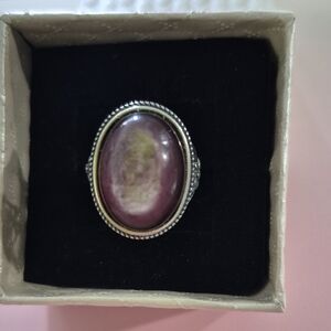 Elegant Purple Stone Silver Ring